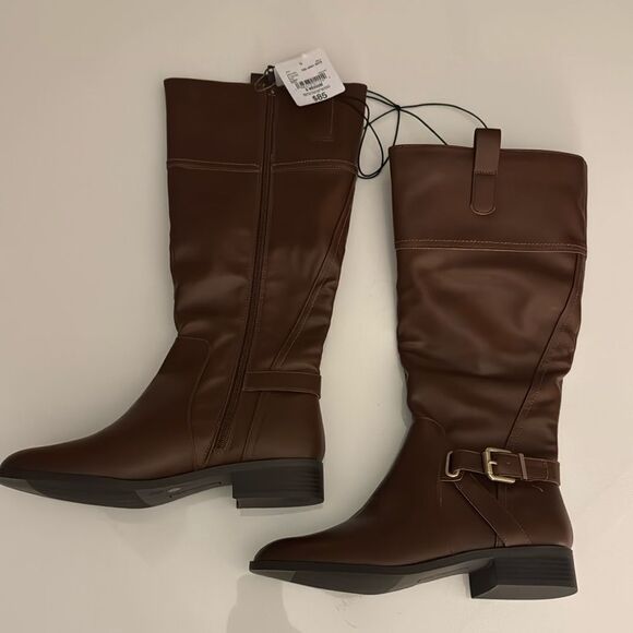 Brown Riding Boots Womens 8 Memory Foam - Picture 1 of 6